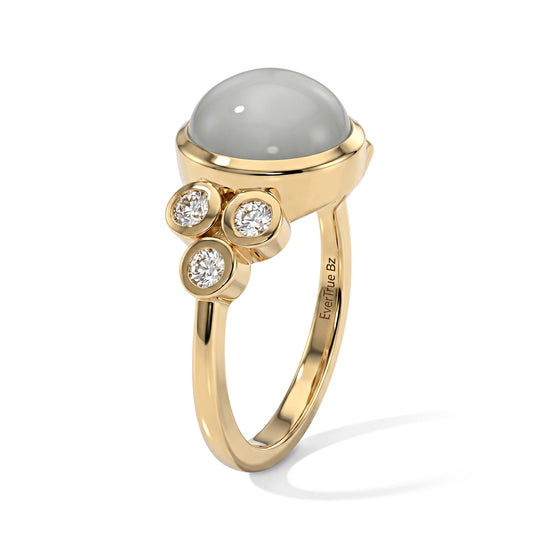 EverTrue milchiger Aquamarin und Moissanit Ring, Bronze mit Gelbgold E-Beschichtung - 4,71 ct.