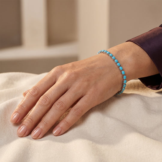 D'Joy Sleeping Beauty Türkis Armband ca. 20 cm 925 Silber Rhodiniert ca. 5,41 ct.