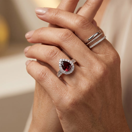 D'Joy AA Farbwechsel Granat, Moissanit Ring 925 Silber Rhodiniert (Größe 18.00) (10-16 Werktage Lieferzeit) ca. 2,91 ct