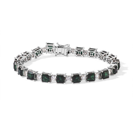 D'Joy Alexandrit Quarz Triplette, Moissanit Armband ca. 20 cm 925 Silber Rhodiniert ca. 29,11 ct.