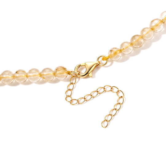 D'Joy Golden Strahlen Quarz 50+5cm Halskette, 925 Silber vergoldet - 90 ct.