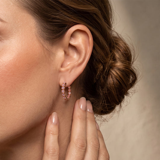 D'Joy Rosa Diamant Ohrringe, 925 Silber 750 Roségold Vermeil - 0,43 ct.