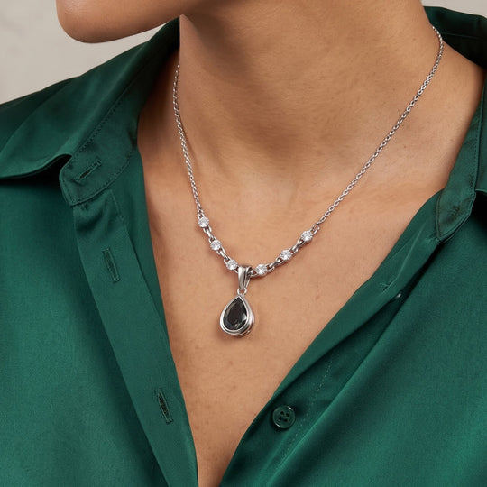 EVER TRUE Alexandrit Quarz Triplette, Weißer Zirkon Halskette ca. 50 cm 316L Edelstahl ca. 10.16 ct