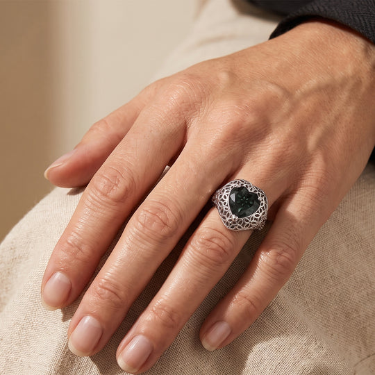 D'Joy Alexandrit Quarz Triplette Ring 925 Silber Rhodiniert (Größe 18.00) ca. 6,21 ct