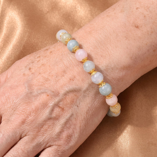Beryll Armband ca. 18 cm Reine Legierung Goldton ca. 90,00 ct.