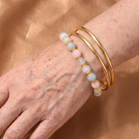 Beryll Armband ca. 18 cm Reine Legierung Goldton ca. 90,00 ct.