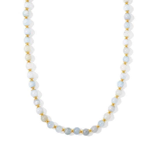 Morganit Halskette ca. 50 cm 316L Edelstahl Goldton ca. 160,00 ct.