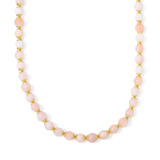 Morganit Halskette ca. 50 cm 316L Edelstahl Goldton ca. 160,00 ct.