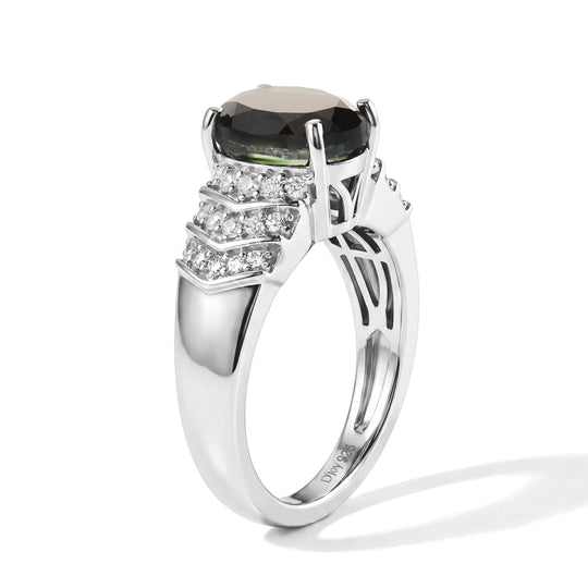 D'Joy Alexandrit Quarz Triplette, Weißer Zirkon Ring 925 Silber Rhodiniert (Größe 21.00) ca. 3,30 ct