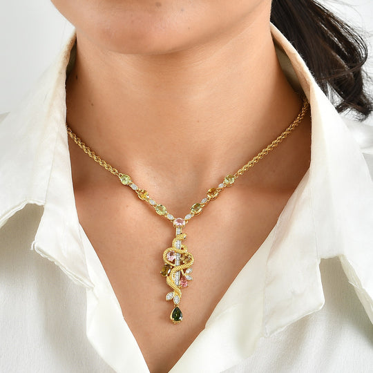 GP Trionfo Kollektion - AA Mehrfarbige-Turmalin Halskette ca. 45 cm 925 Silber 750 Gelbgold vermeil ca. 4.82 ct