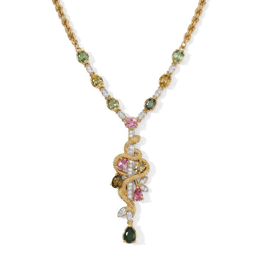 GP Trionfo Kollektion - AA Mehrfarbige-Turmalin Halskette ca. 45 cm 925 Silber 750 Gelbgold vermeil ca. 4.82 ct
