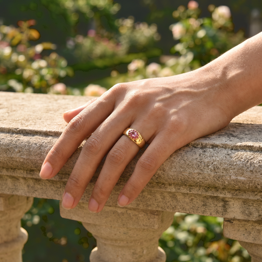 D'Joy AAA Padparadscha Saphir Ring 925 Silber 750 Gelbgold vermeil (Größe 21.00) ca. 0,53 ct