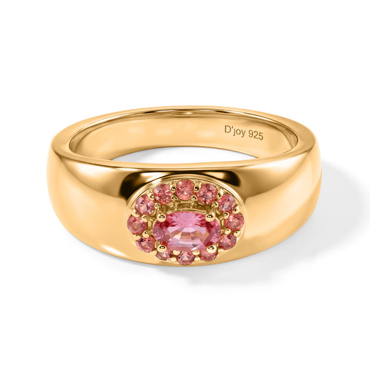D'Joy AAA Padparadscha Saphir Ring 925 Silber 750 Gelbgold vermeil (Größe 21.00) ca. 0,53 ct