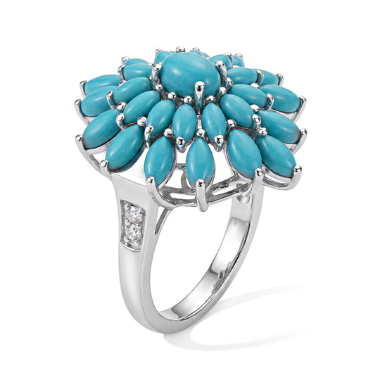 D'Joy Sleeping Beauty Türkis Ring 925 Silber Rhodiniert (Größe 18.00) ca. 4,10 ct