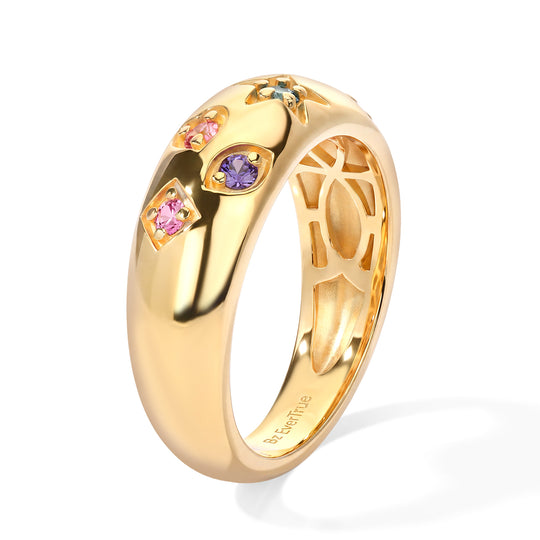 EVER TRUE Mehrfarbiger Saphir Ring Reine Bronze (Größe 21.00) ca. 0.35 ct