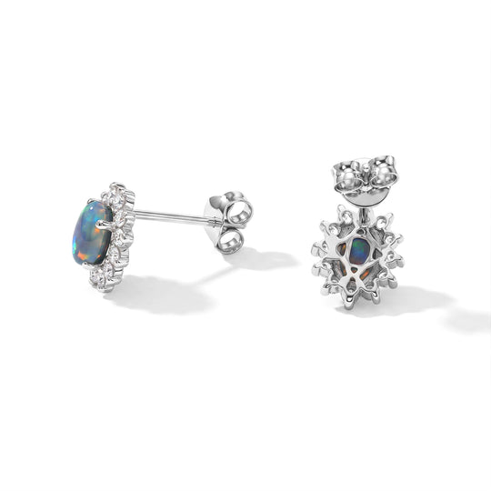 D'Joy Boulder Opal Triplett und Zirkon Ohrringe, 925 Silber rhodiniert - 1,33 ct.