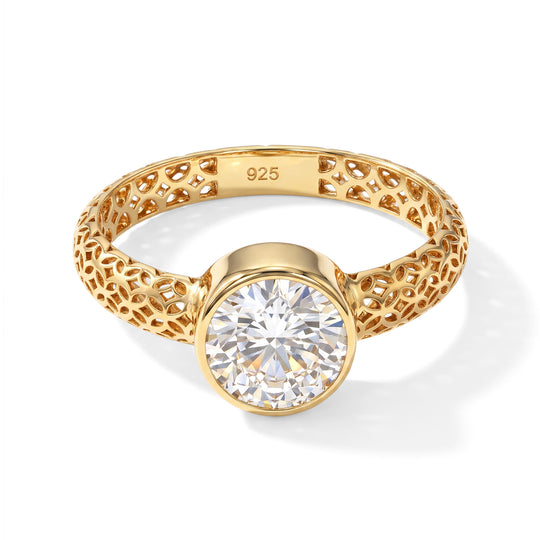 D'Joy Moissanit Ring 925 Silber 750 Vergoldet (Größe 16.00) ca. 1,50 ct
