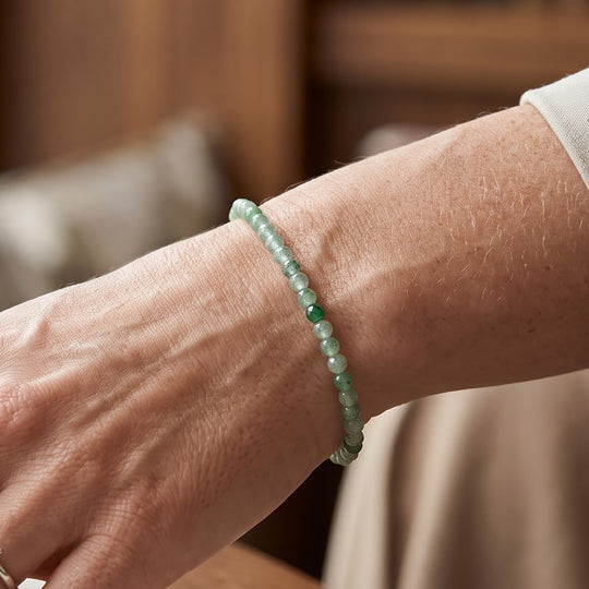 EverTrue grünes Erdbeerquarz 19cm Armband, 316L Edelstahl mit Platin E-Beschichtung - 12,25 ct.