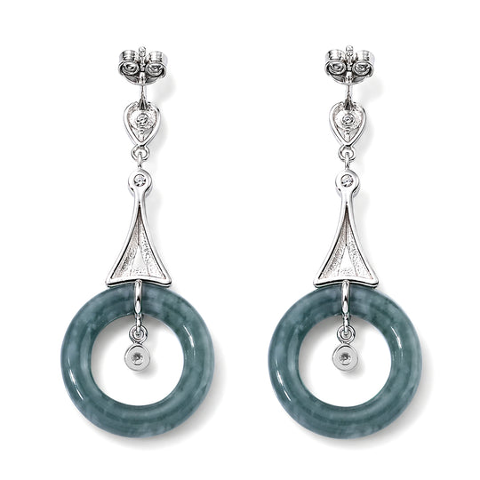 D'Joy 23,73 ct. Olmek Jadeit und Moissanit Ohrringe, 925 Silber rhodiniert