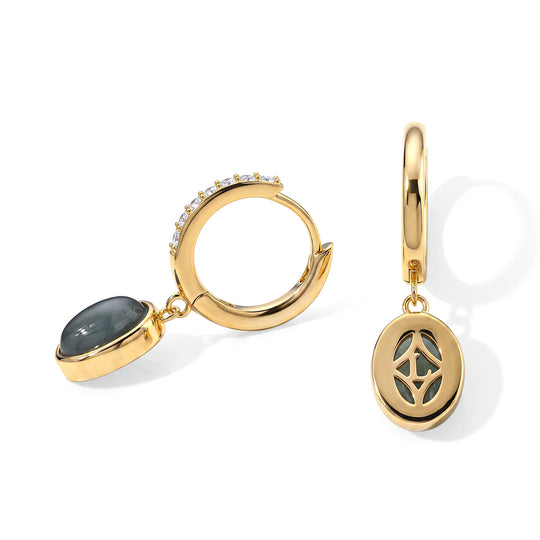LUXURIANT 3,64 ct. Olmek Jadeit und Labor Diamant Ohrringe, 925 Silber 750 Gelbgold Vermeil