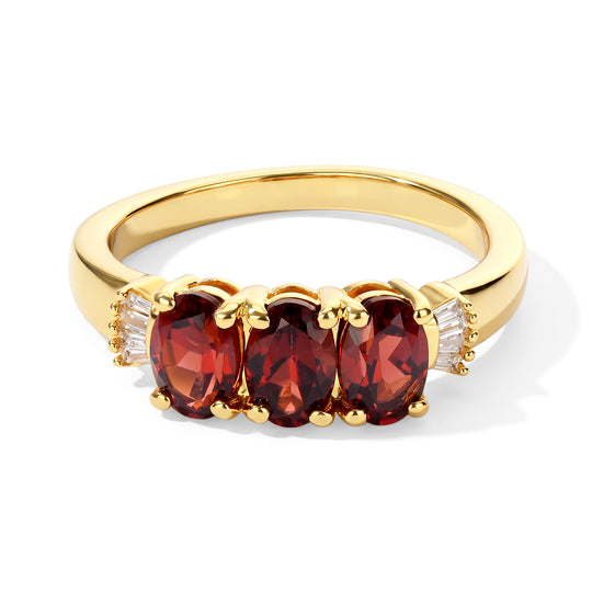 EVER TRUE Mosambik Granat, Weißer Diamant Ring Nickelfreies Messing (Größe 20.00) ca. 1,76 ct