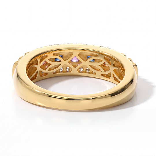 EVER TRUE Mehrfarbiger Saphir, Weißer Zirkon Ring Reine Bronze (Größe 21.00) ca. 0.95 ct