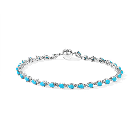 D'Joy Sleeping Beauty Türkis Armband ca. 19 cm 925 Silber Rhodiniert ca. 4,54 ct.