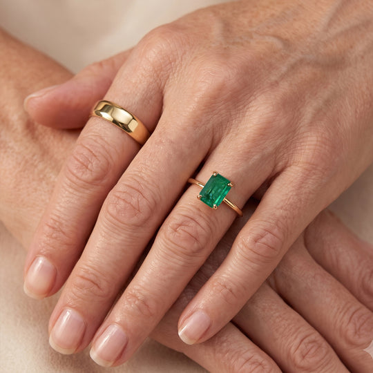 AAA Kagem Sambischer Smaragd Ring 375 Gold (Größe 19.00) (10-15 Werktage Lieferzeit) ca. 0,98 ct