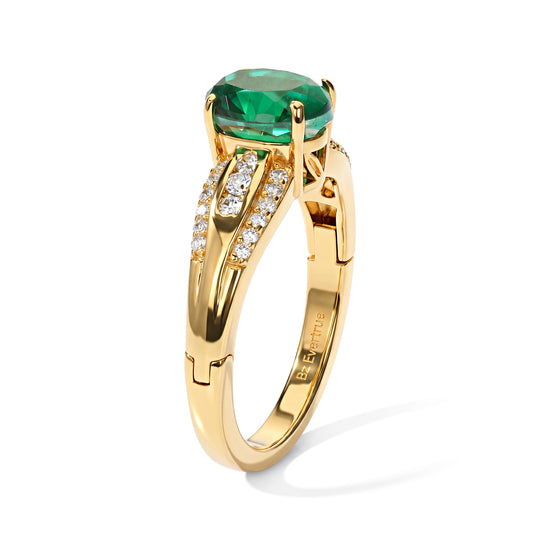 EVER TRUE Smaragd-Quarz Triplette, Weißer Zirkon Ring Reine Bronze (Größe 21.00) ca. 1,85 ct