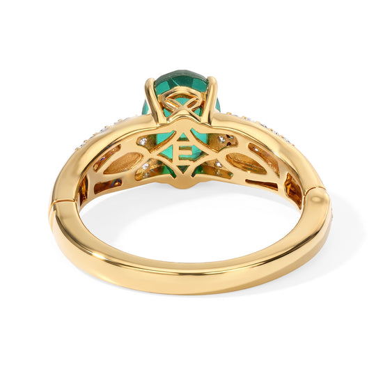 EVER TRUE Smaragd-Quarz Triplette, Weißer Zirkon Ring Reine Bronze (Größe 21.00) ca. 1,85 ct