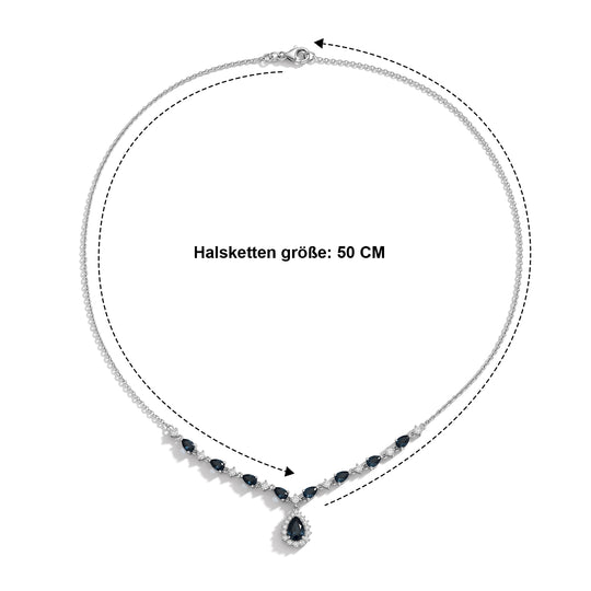 D'Joy AA London Blau Topas Halskette ca. 50 cm 925 Silber Rhodiniert ca. 6,00 ct.