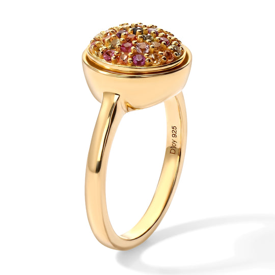 D'Joy Mehrfarbiger Saphir Spinning Ring, 925 Silber 750 Gelbgold vermeil (Größe 18.00) ca. 0.81 ct