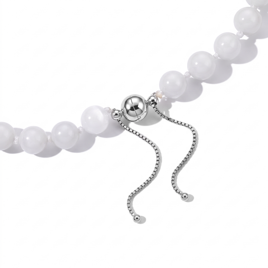 D'Joy 390 ct. natürliche weiße Jade 45+5cm Halskette mit geschnitztem Schmetterlingsmotiv, 925 Silber rhodiniert