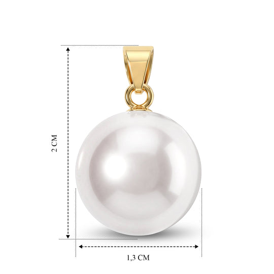 D'Joy Weiße Edison Perle (12-13 mm) Anhänger 925 Silber Vergoldet