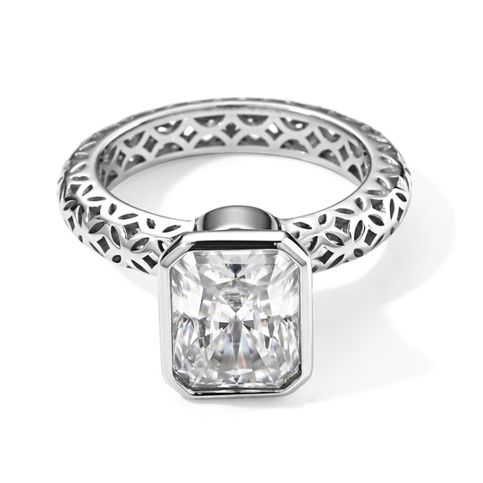 D'Joy Moissanit Ring 925 Silber Rhodiniert (Größe 20.00) ca. 3,57 ct