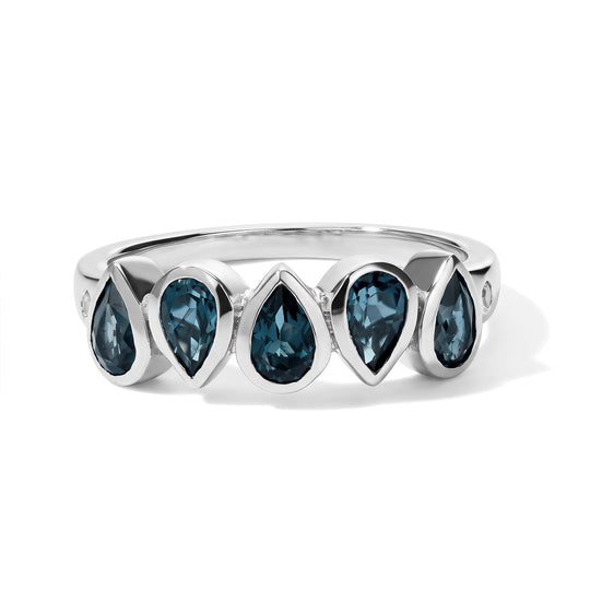 EVER TRUE AA London Blau Topas, Weißer Diamant Ring Reine Bronze (Größe 20.00) ca. 1,37 ct