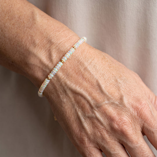 D'Joy Natürlicher, äthiopischer Welo Opal Armband ca. 19 cm + 5 cm Extender 925 Silber 750 Gelbgold vermeil ca. 12.00 ct