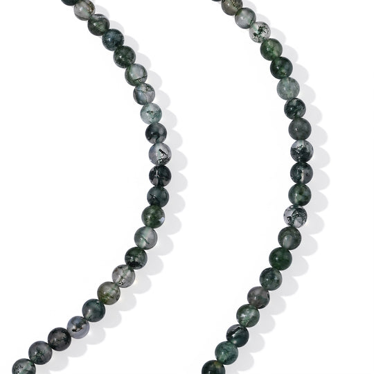 Moosachat 45+5cm Halskette, 316L Edelstahl - 117,50 ct.