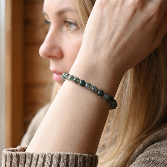 Moosachat 19+5cm Armband, 316L Edelstahl - 43,50 ct.