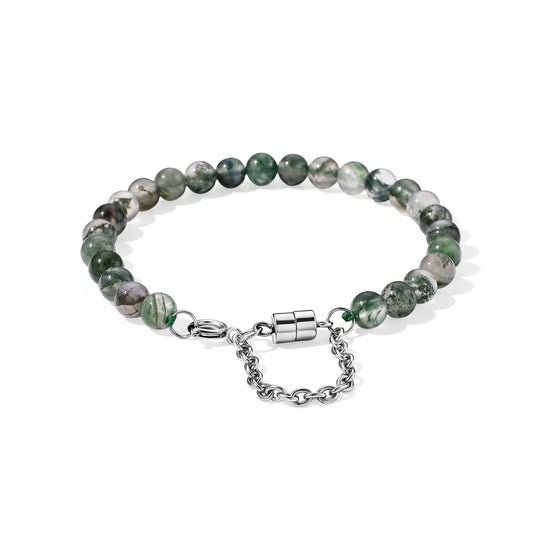 Moosachat 19+5cm Armband, 316L Edelstahl - 43,50 ct.