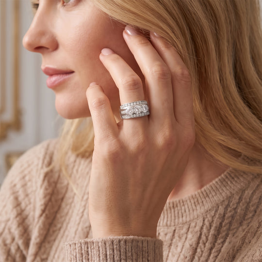 LUXURIANT 3.00 ct. SGL zertifizierter SI-GH Labor Diamant Ring, 925 Silber rhodiniert
