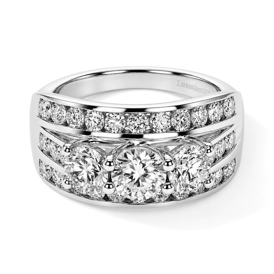 LUXURIANT 3.00 ct. SGL zertifizierter SI-GH Labor Diamant Ring, 925 Silber rhodiniert