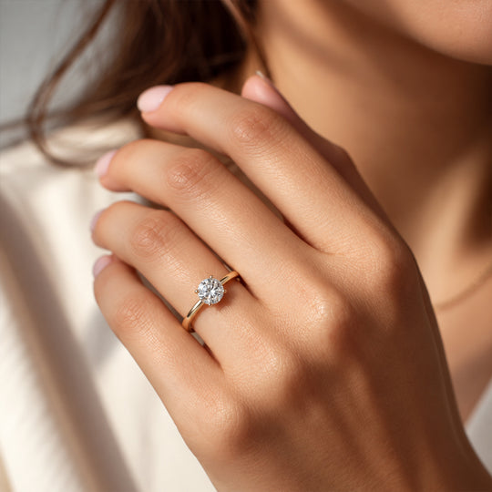 D'Joy GRA Zertifiziert Moissanit Ring 925 Silber 750 Gelbgold vermeil (Größe 18.00) ca. 2.00 ct