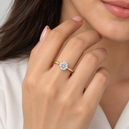 D'Joy GRA Zertifiziert Moissanit Ring 925 Silber 750 Gelbgold vermeil (Größe 18.00) ca. 2.00 ct