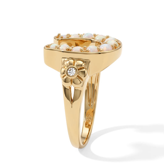 GP Trionfo Glücksbringer Kollektion D'Joy AA Natürlicher, äthiopischer Welo Opal Ring 925 Silber 750 Vergoldet (Größe 19.00) ca. 0.73 ct