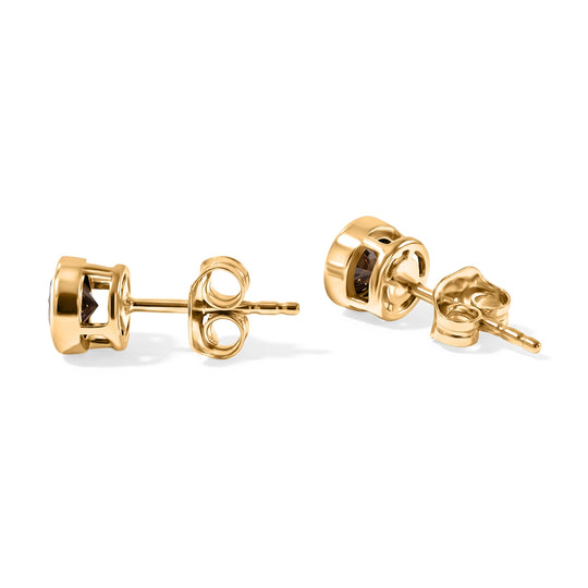 D'Joy Schwarzer Moissanit Ohrringe 925 Silber 750 Gelbgold vermeil ca. 0.88 ct