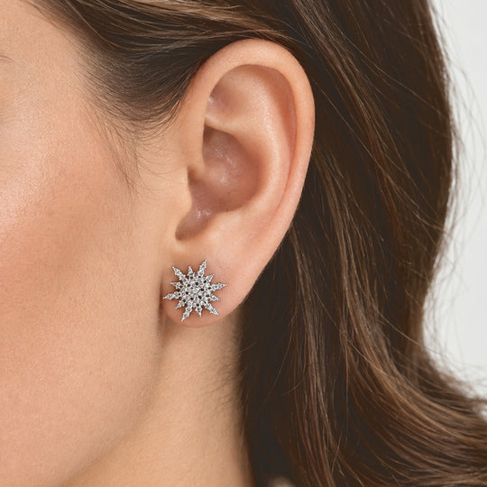 D'Joy Weißer Diamant Ohrringe 925 Silber 750 Vergoldet ca.