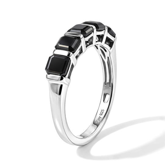 D'Joy Schwarzer Moissanit Ring 925 Silber Platiniert (Größe 21.00) ca. 1,82 ct