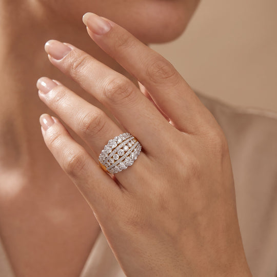 LUXURIANT DIAMOND - Lab Grown Diamant SI-GH Ring 925 Silber 750 Gelbgold vermeil (Größe 17.00) ca. 1,95 ct