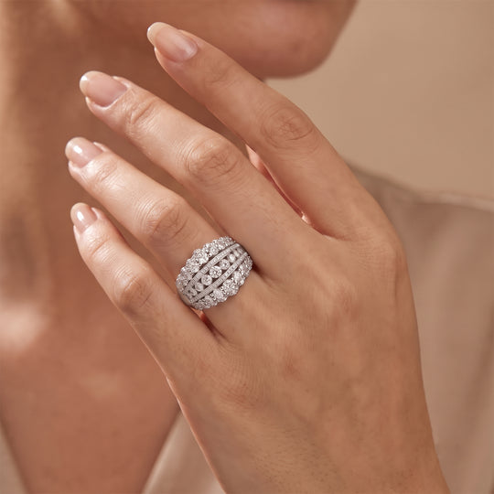 LUXURIANT DIAMOND - Lab Grown Diamant SI-GH Ring 925 Silber 750 Gelbgold vermeil (Größe 18.00) ca. 1.95 ct